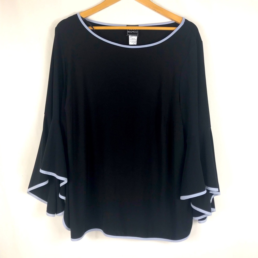 Coco Blanco Tiered Bell Sleeve Blouse Size 2X